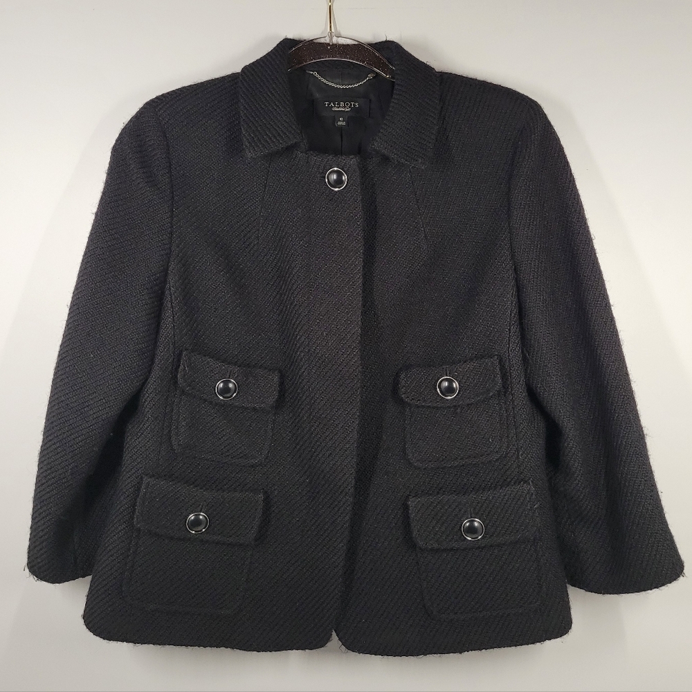 Talbots Black Wool Blend Hidden Button Jacket Bla… - image 1